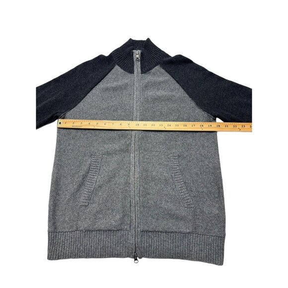 Banana Republic Full Zip Sweater S Mens Black Gray Wool Blend Henley Style - Picture 3 of 9